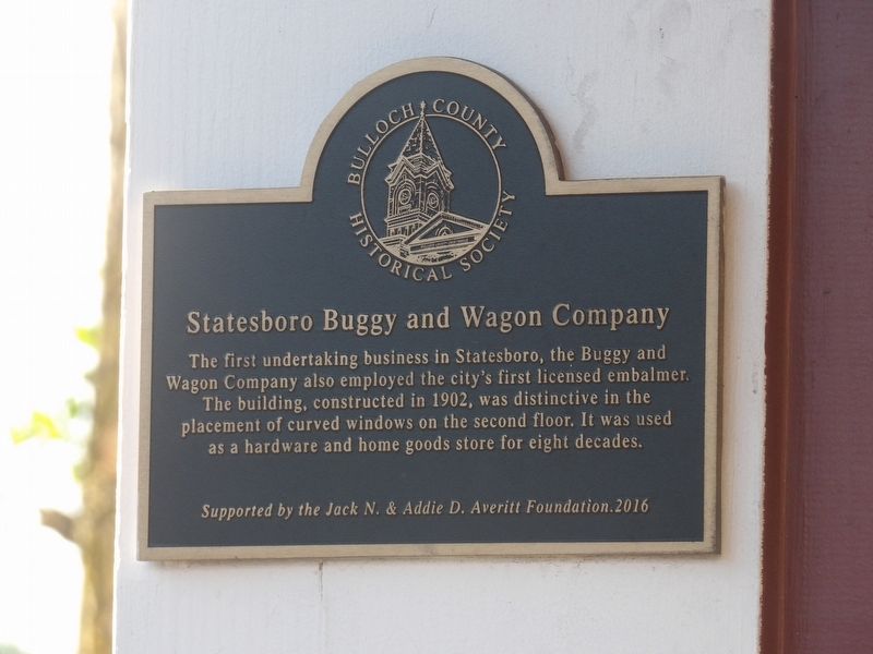 Statesboro Buggy and Wagon Company Marker image. Click for full size.