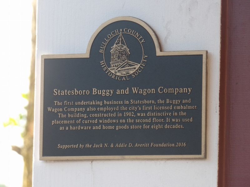 Statesboro Buggy and Wagon Company Marker. Click for full size. Statesboro Buggy and Wagon Company Marker image. Click for full size.