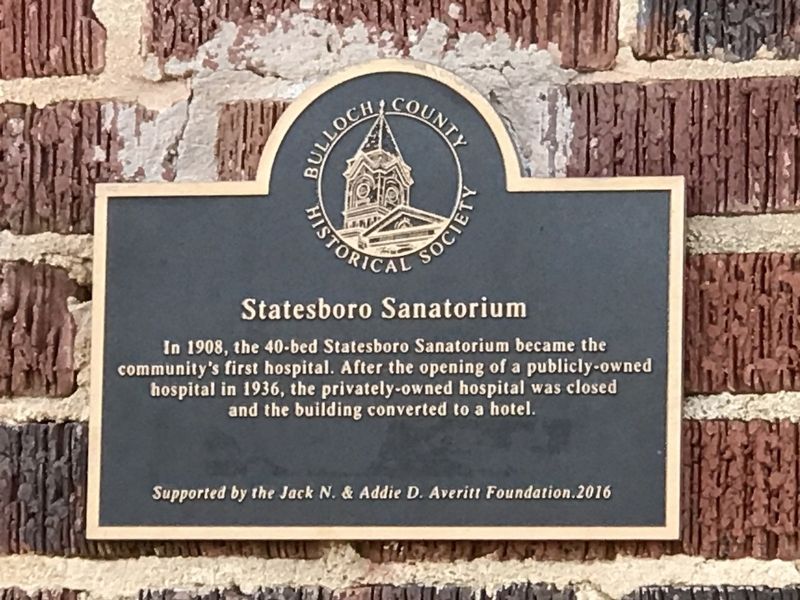 Statesboro Sanatorium Marker image. Click for full size.