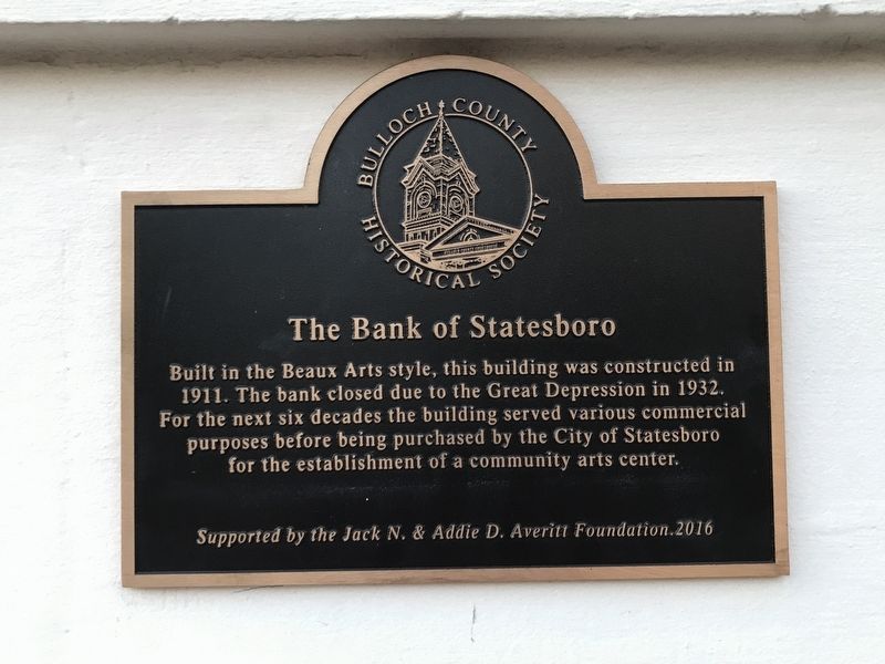 The Bank of Statesboro Marker image. Click for full size.