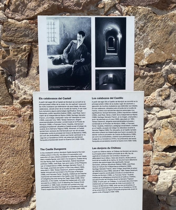 Els calabossos del Castell / The Castle Dungeons / Los Calabozos del Castillo Marker. Click for full size. Els calabossos del Castell / The Castle Dungeons / Los Calabozos del Castillo Marker image. Click for full size.