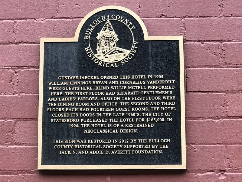 Jaeckel Hotel Marker image. Click for full size.