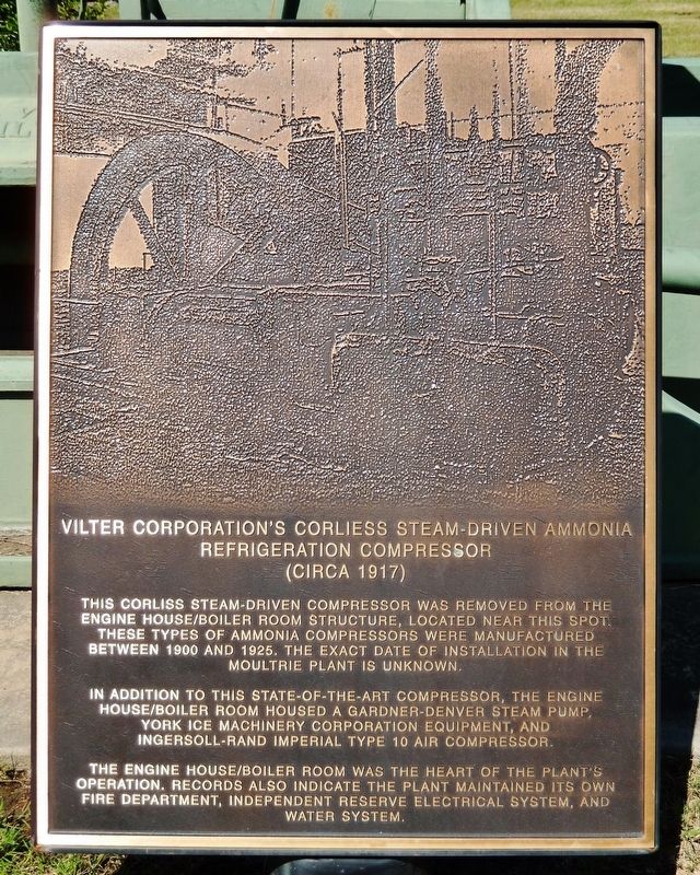Steam-Driven Ammonia Refrigeration Compressor Marker. Click for full size. Steam-Driven Ammonia Refrigeration Compressor Marker image. Click for full size.