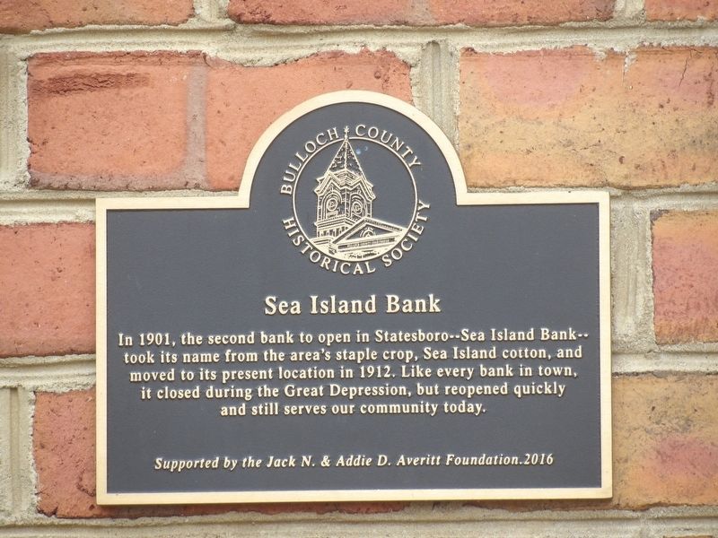 Sea Island Bank Marker image. Click for full size.