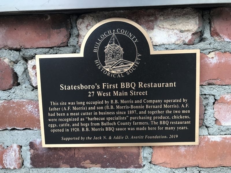 Statesboro's First BBQ Restaurant Marker image. Click for full size.