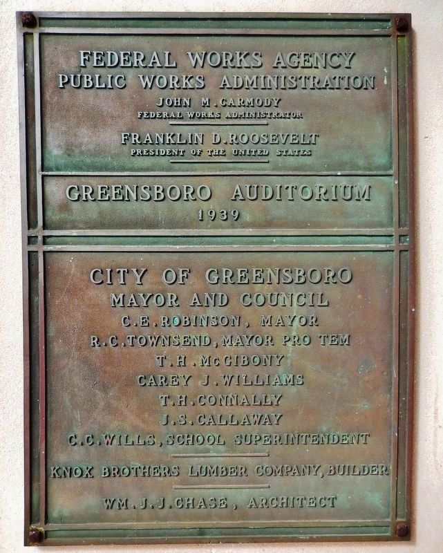 Greensboro Auditorium Marker image. Click for full size.