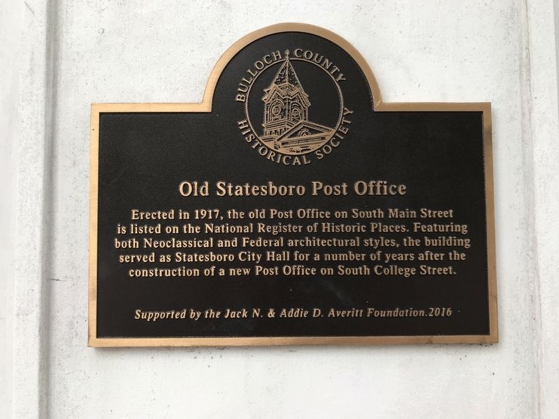 Old Statesboro Post Office Marker image. Click for full size.