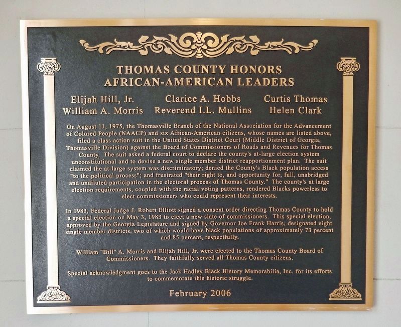 Thomas County Honors African-American Leaders Marker image. Click for full size.
