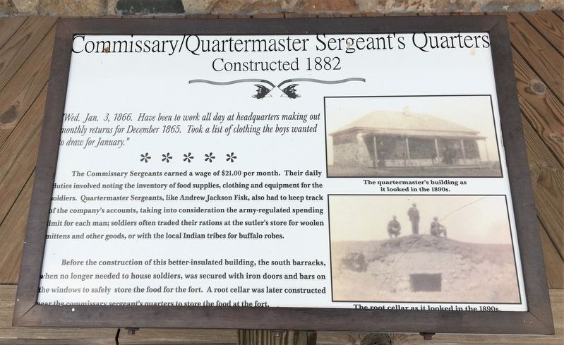 Commissary/Quartermaster Sergeant's Quarters Marker image. Click for full size.