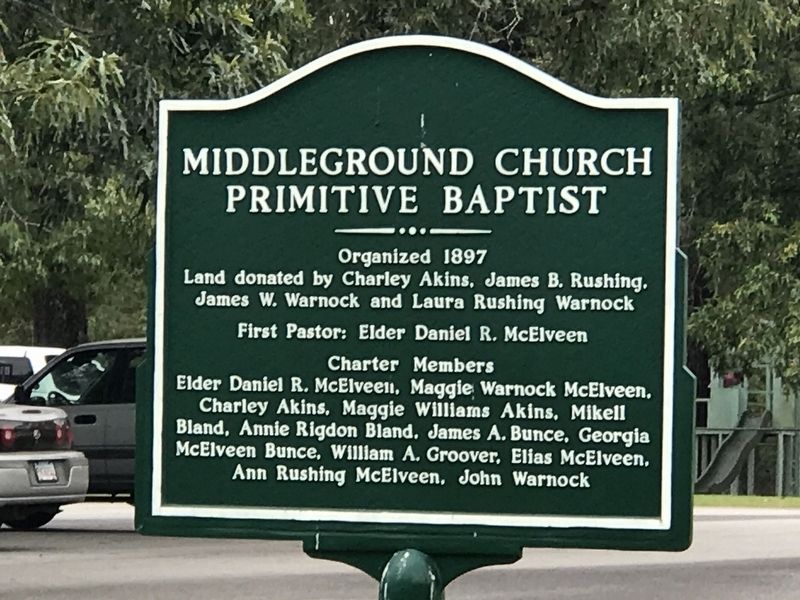 Middleground Church Primitive Baptist Marker image. Click for full size.