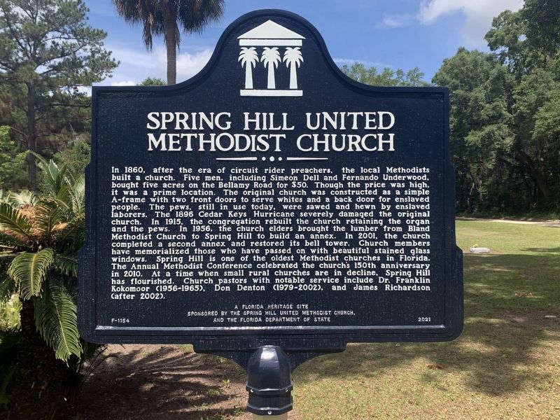 Spring Hill United Methodist Church side of marker image. Click for full size.