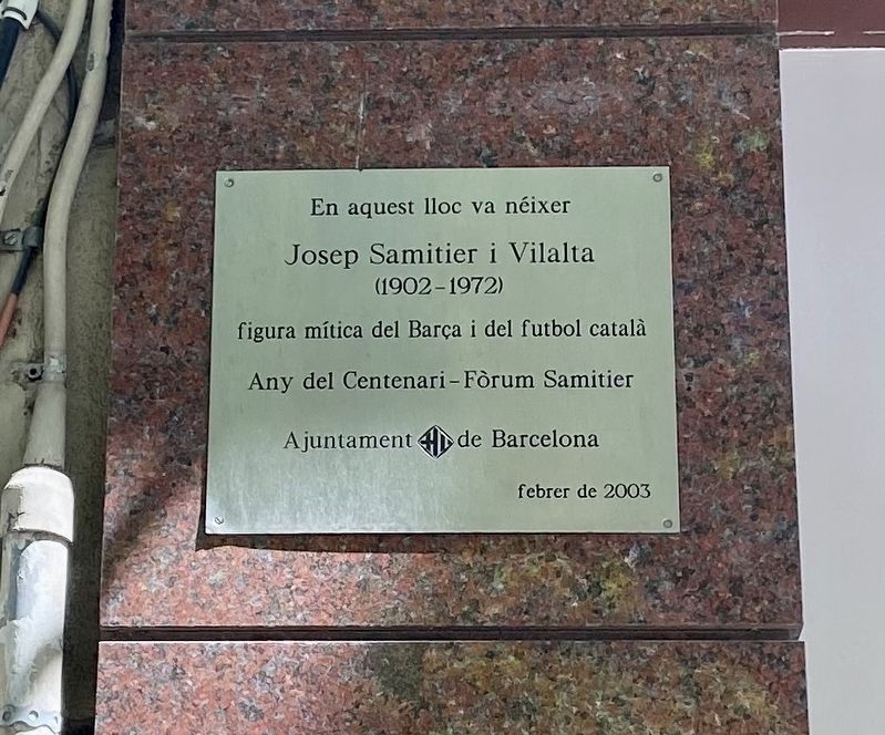 Josep Samitier i Vilalta Marker image. Click for full size.