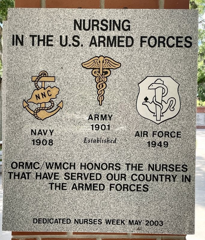 Nursing in the U.S. Armed Forces Marker. Click for full size. Nursing in the U.S. Armed Forces Marker image. Click for full size.