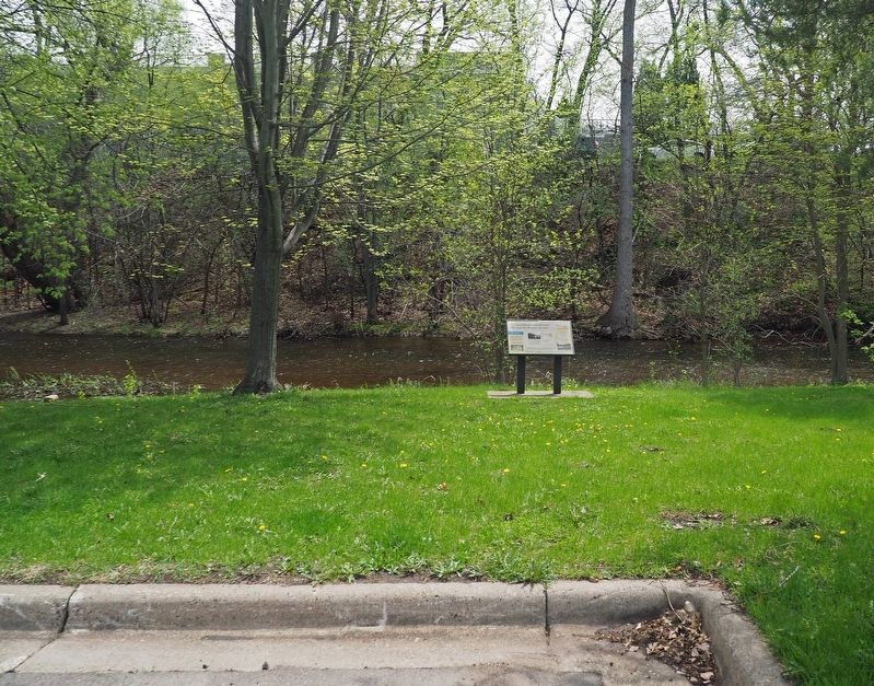 Marker beside Minnehaha Creek in Utley Park image. Click for full size.