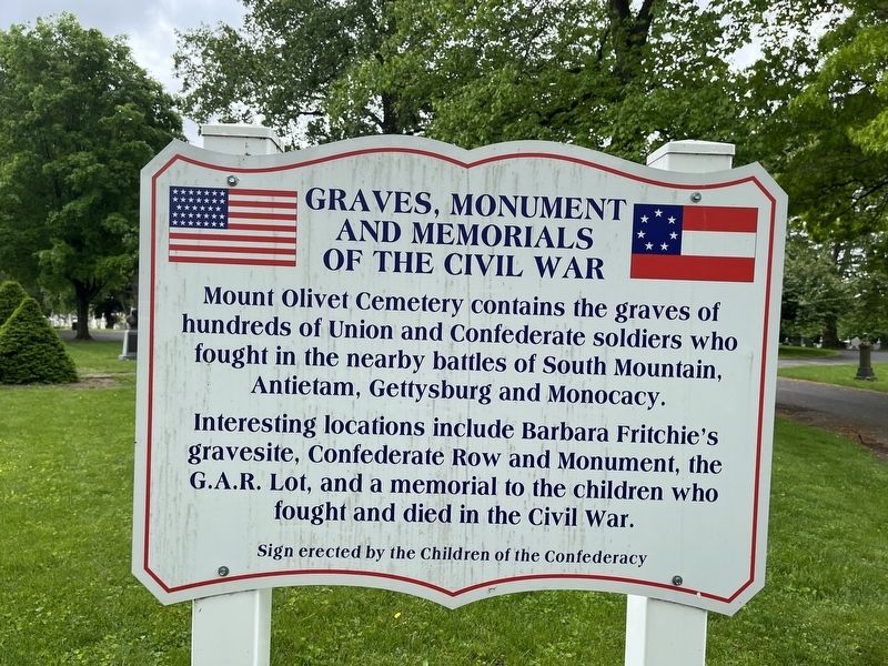 Graves, Monument and Memorials of the Civil War Marker. Click for full size. Graves, Monument and Memorials of the Civil War Marker image. Click for full size.