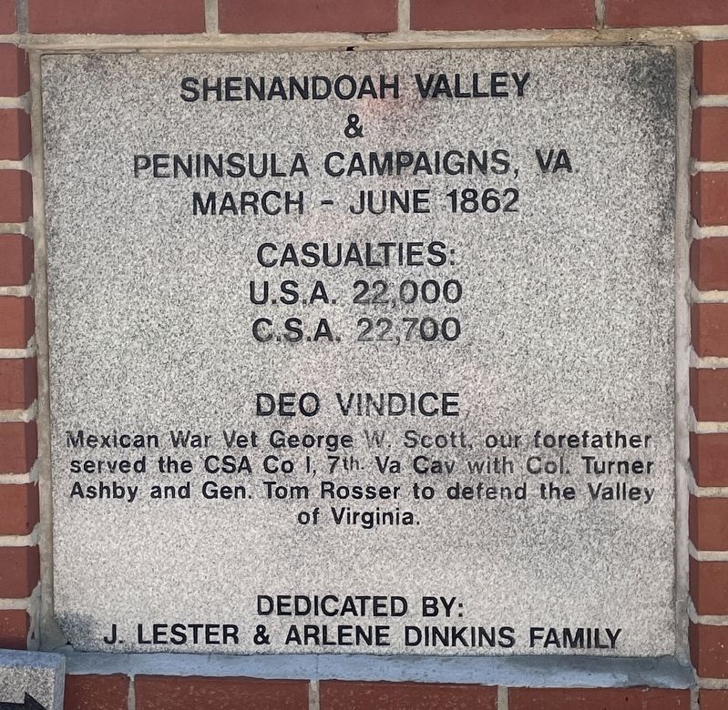 Shenandoah Valley & Peninsula Campaigns, VA. Marker image. Click for full size.
