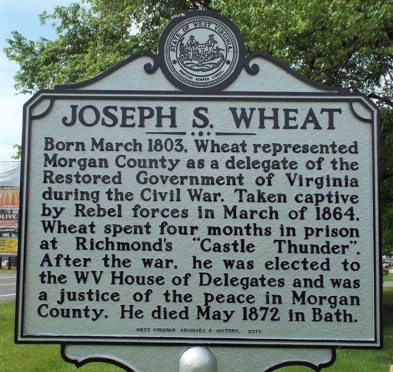 Joseph S. Wheat Marker. Click for full size. Joseph S. Wheat Marker image. Click for full size.