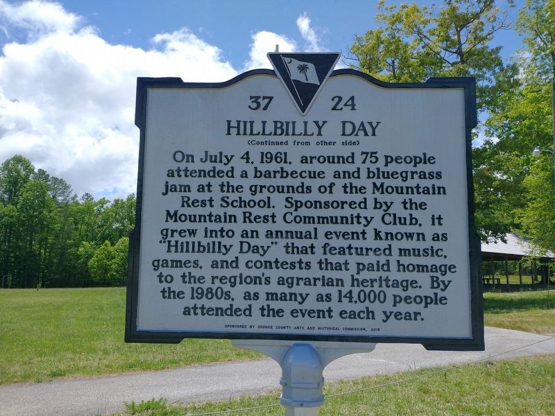 Mountain Rest School / Hillbilly Day Marker (Back). Click for full size. Mountain Rest School / Hillbilly Day Marker (Back) image. Click for full size.