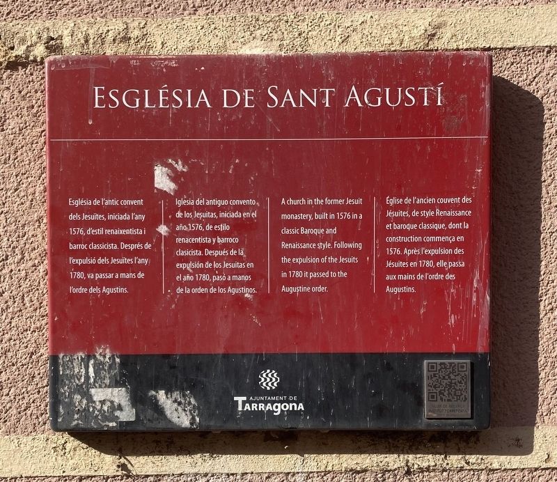Esglesia de Sant Agusti / Church of Saint Augustine Marker image. Click for full size.