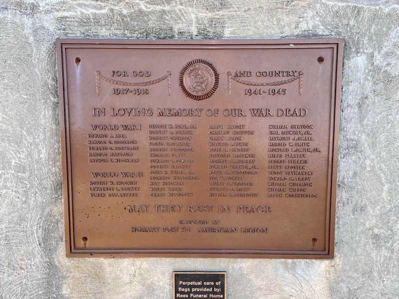 Hobart (Indiana) Patriotic Honor Rolls Marker. Click for full size. Hobart (Indiana) Patriotic Honor Rolls Marker image. Click for full size.