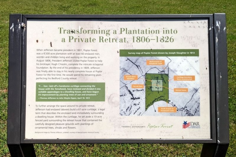 Transforming a Plantation into a Private Retreat, 1806�1826 Marker image. Click for full size.