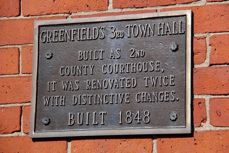 Greenfield's 3rd Town Hall Marker image. Click for more information.