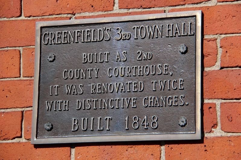 Greenfield's 3rd Town Hall Marker image. Click for more information.