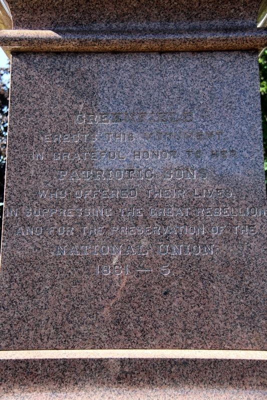 Greenfield Civil War Monument detail image. Click for full size.