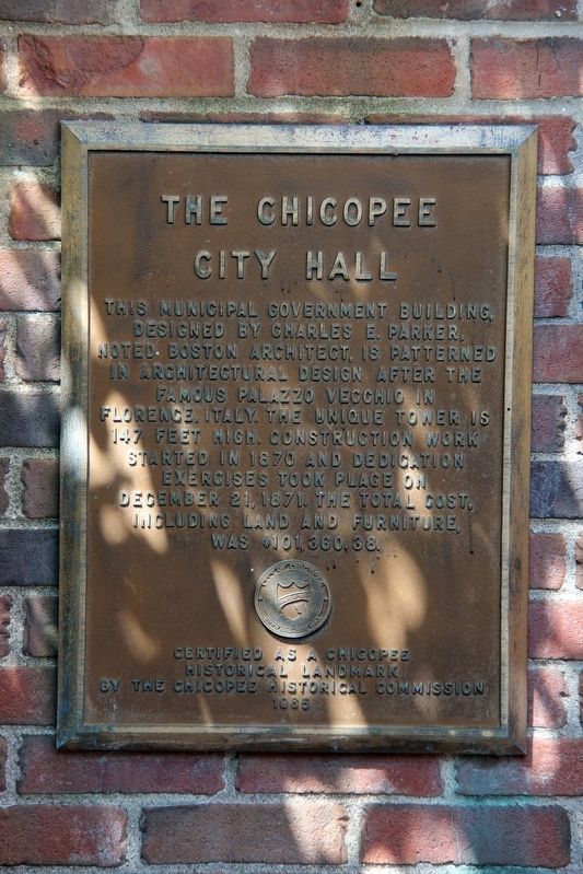 The Chicopee City Hall Marker. Click for full size. The Chicopee City Hall Marker image. Click for full size.