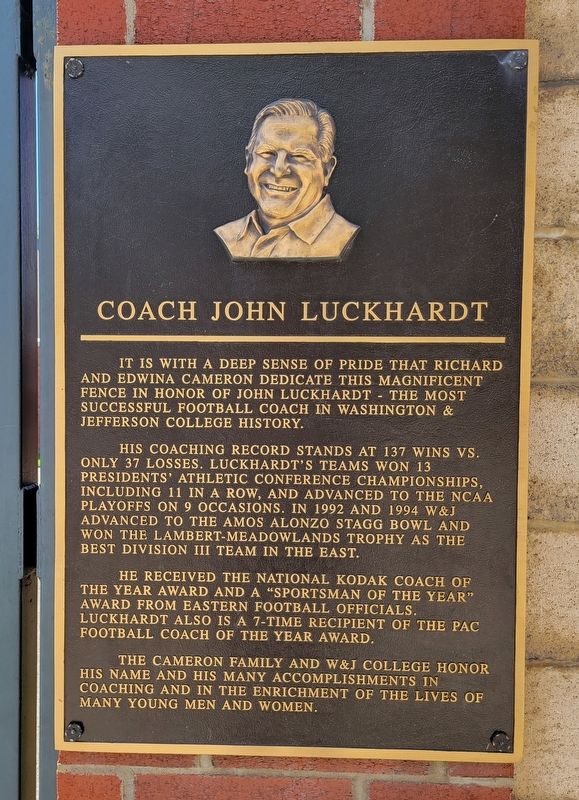 Coach John Luckhardt Marker. Click for full size. Coach John Luckhardt Marker image. Click for full size.
