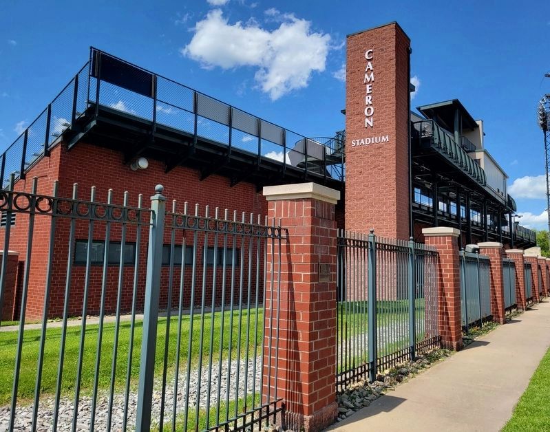 Fence in Honor of Coach John Luckhardt Outside Cameron Stadium. Click for full size. Fence in Honor of Coach John Luckhardt Outside Cameron Stadium image. Click for full size.