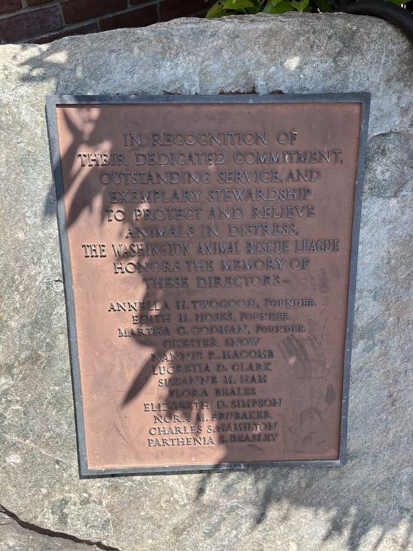The Washington Animal Rescue League Marker. Click for full size. The Washington Animal Rescue League Marker image. Click for full size.