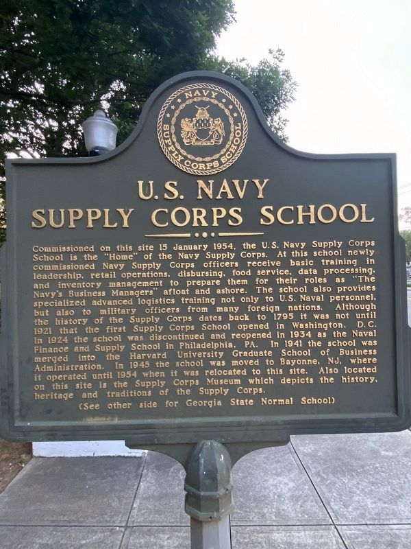 U.S. Navy Supply Corps School / Former Site of Georgia State Normal School Marker image. Click for full size.