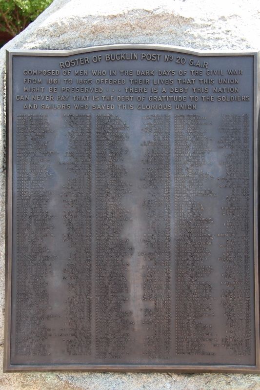 Roster of Bucklin Post No. 20 G.A.R. Marker image. Click for full size.