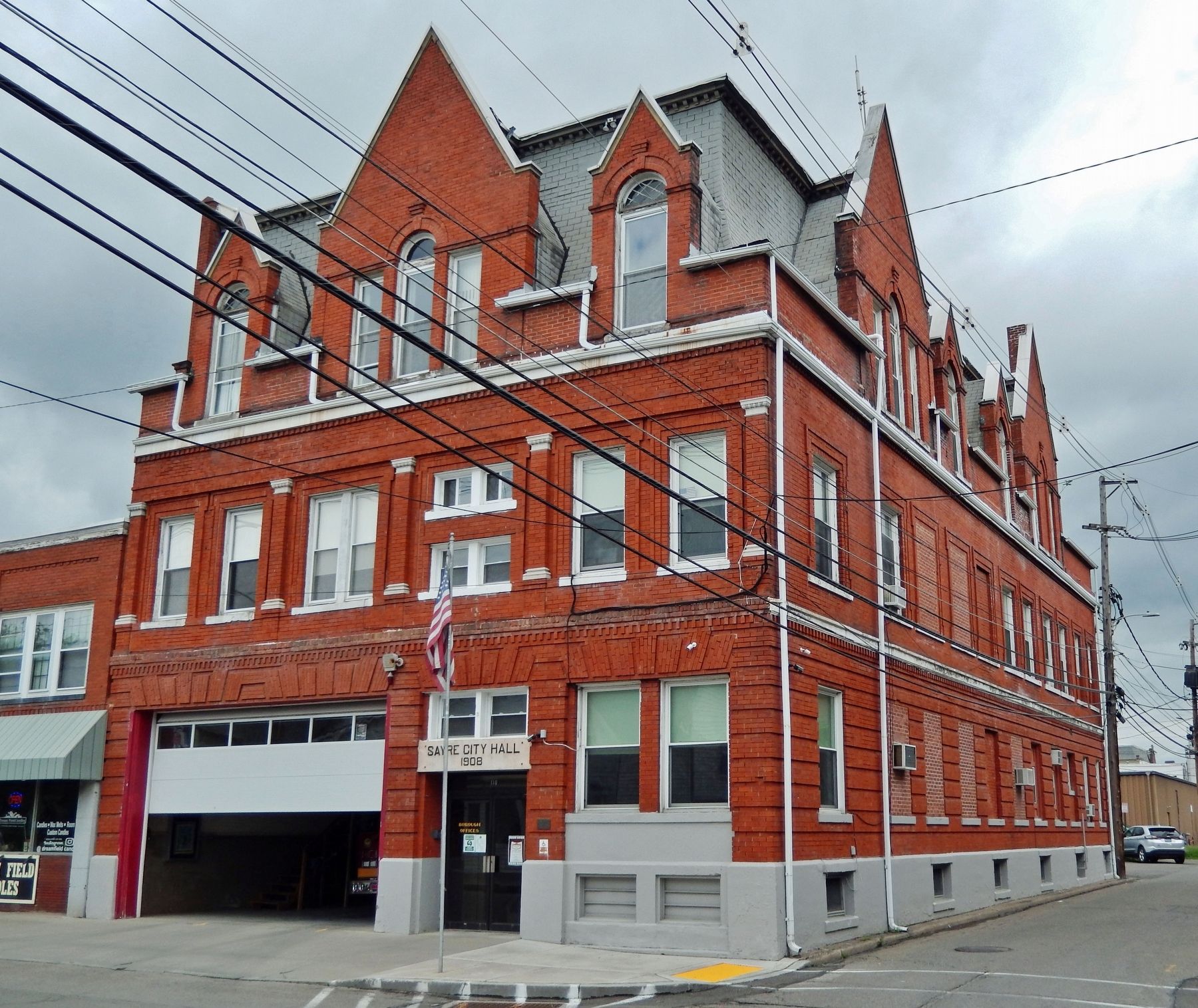 Sayre Borough Hall & Fire Station (<i>southeast elevation</i>) image. Click for full size.