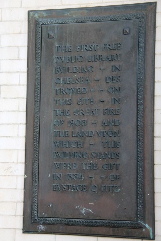 Chelsea Public Library Marker (right plaque) image. Click for full size.