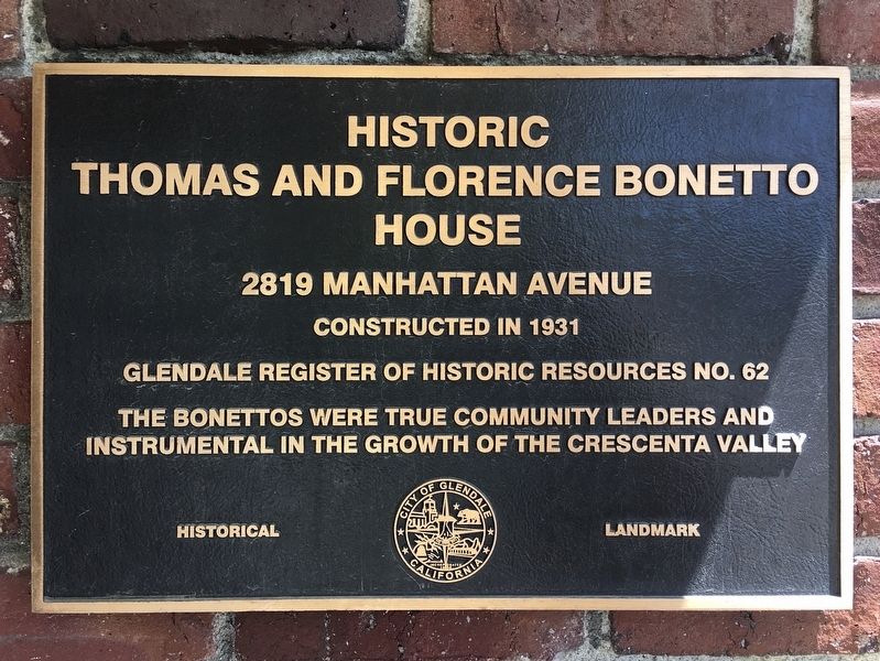 Bonetto House Marker. Click for full size. Bonetto House Marker image. Click for full size.