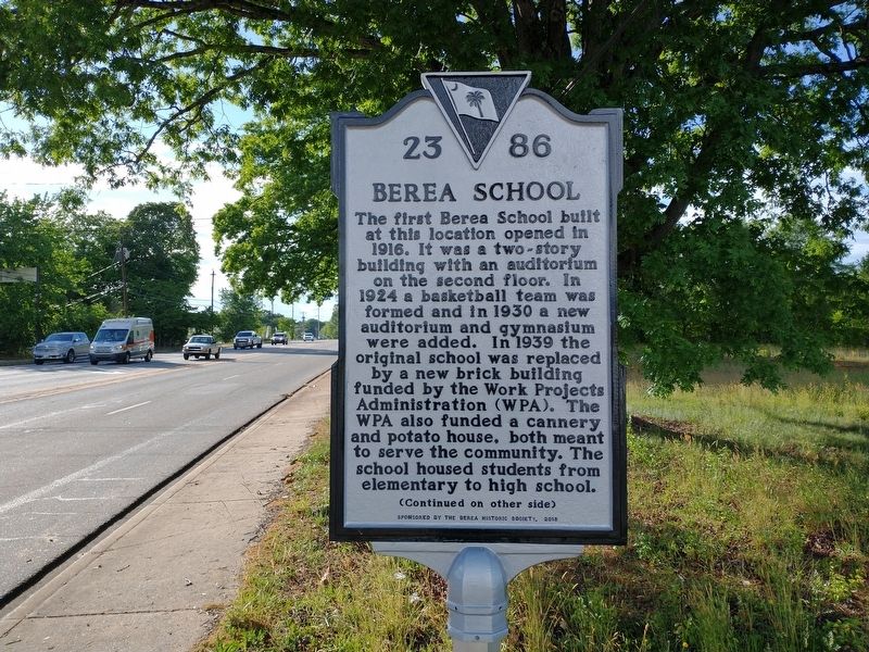 Berea School Marker (Front) image. Click for full size.
