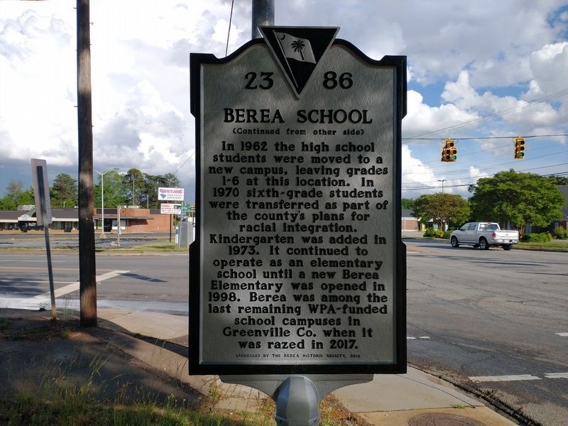 Berea School Marker (Back). Click for full size. Berea School Marker (Back) image. Click for full size.