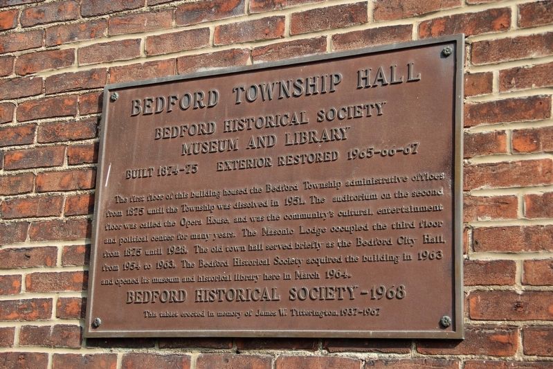 Bedford Township Hall Marker image. Click for full size.