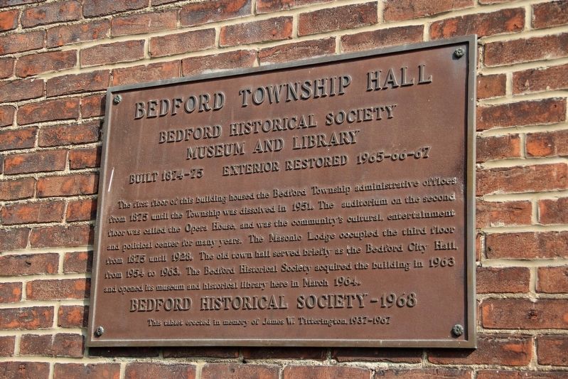 Bedford Township Hall Marker. Click for full size. Bedford Township Hall Marker image. Click for full size.