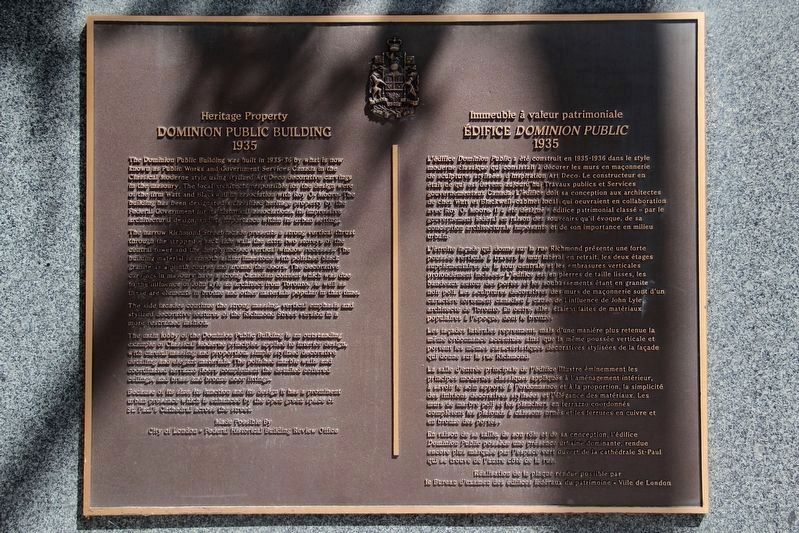 Dominion Public Building / Édifice <i>Dominion Public</i> Marker. Click for full size. Dominion Public Building / Édifice <i>Dominion Public</i> Marker image. Click for full size.