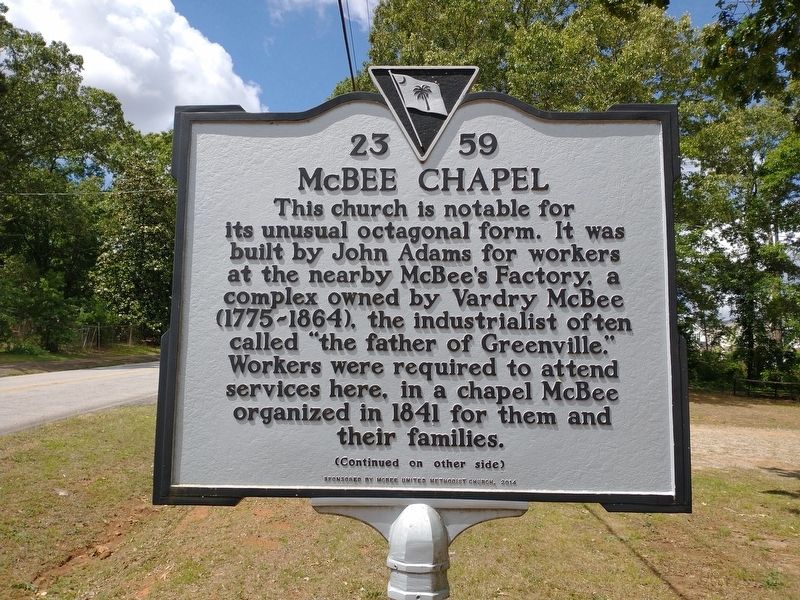 McBee Chapel Marker image. Click for full size.