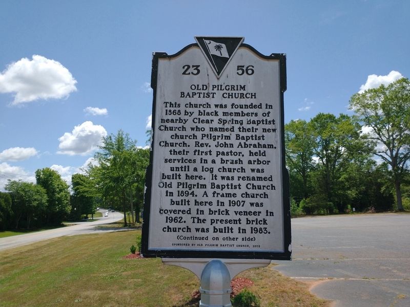 Old Pilgrim Baptist Church Marker. Click for full size. Old Pilgrim Baptist Church Marker image. Click for full size.