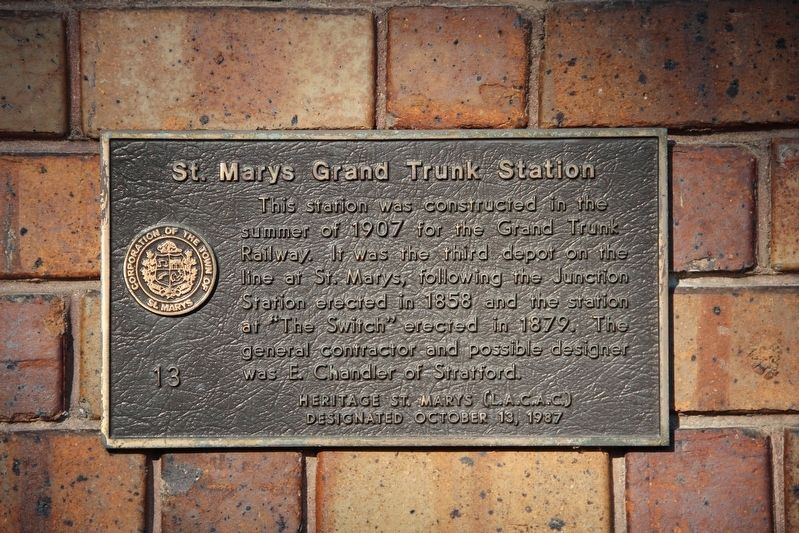 St. Marys Grand Trunk Station Marker image. Click for full size.