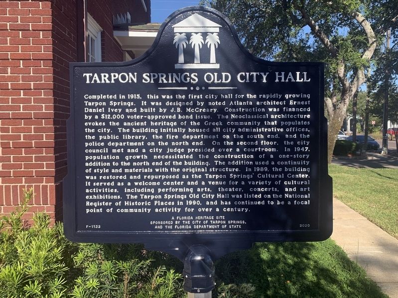 Tarpon Springs Old City Hall Marker image. Click for full size.