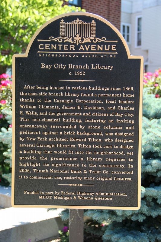 Bay City Branch Library Marker. Click for full size. Bay City Branch Library Marker image. Click for full size.