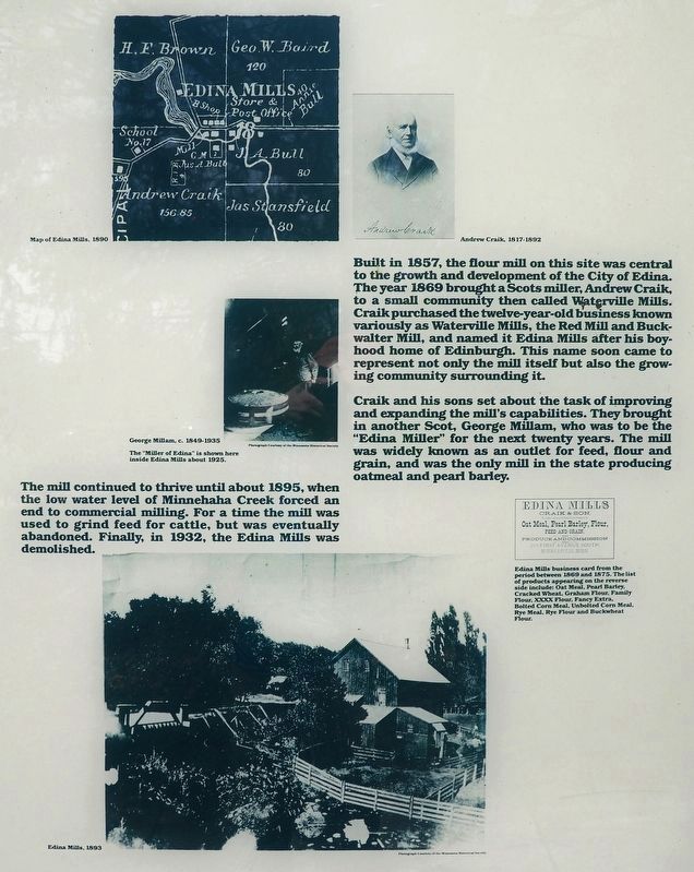Edina Mills Marker - first panel. Click for full size. Edina Mills Marker - first panel image. Click for full size.