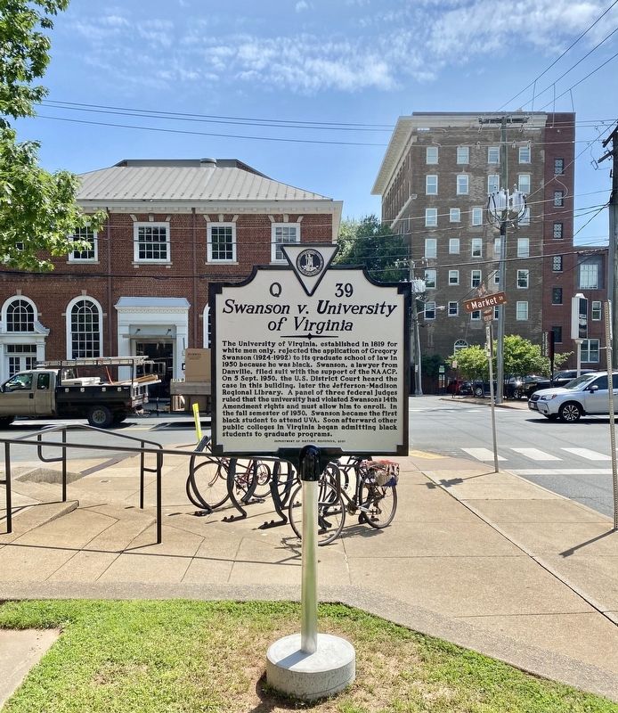 <i>Swanson v. University of Virginia</i> Marker. Click for full size. <i>Swanson v. University of Virginia</i> Marker image. Click for full size.