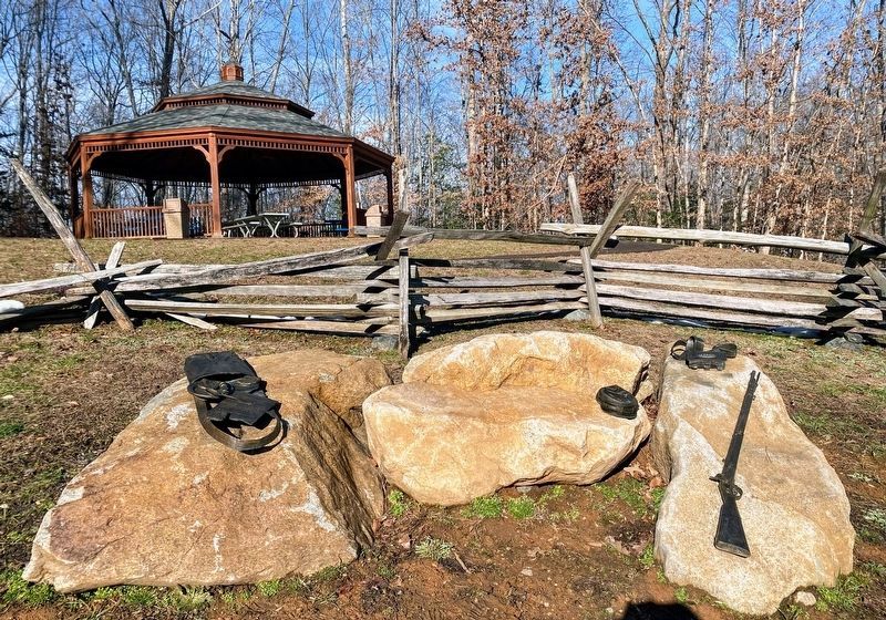 Picnic Pavilion & Civil War Encampment Sculpture near the marker image. Click for full size.
